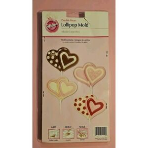 Wilton Double Heart Lollipop Mold 2 Designs 4 Cavities New Valentine's Day